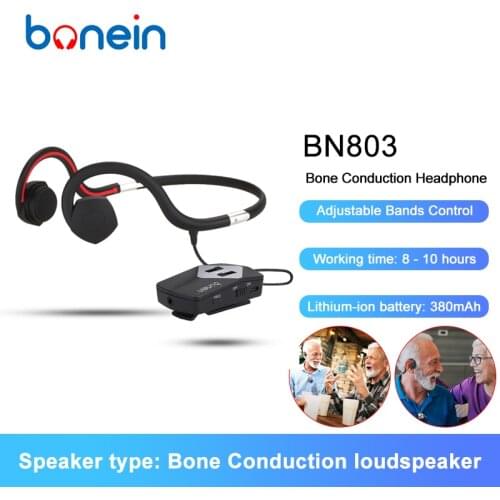 Bonein Bone Conduction Earphone Bn803 with 7 Adjustable Bands Control Box 380Mah Battery Hearing Aid Headphone For Old Peoples