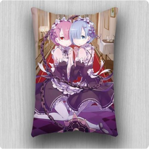 Re Zero kara Hajimeru Isekai Seikatsu Anime Rem Throw Pillow cover 2 sides 40x60cm