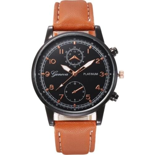 2021 New European and American Fashion Big Dial Black Shell Two Eyes Mens Watch Simple Digital Quartz Watch Watches for Men