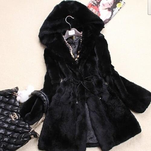 New Arrival Genuine Rex Rabbit Fur Coat Women full pelt rex rabbit fur Winter thick Rabbit Fur jacket
