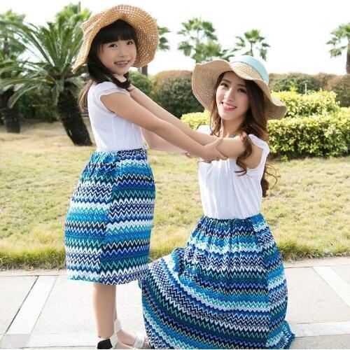 Family matching mother daughter mommy and me clothes family look girls korean clothing women summer beach dress outfits wear 77