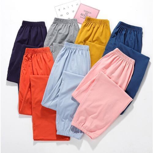 Autumn Winter New Women Solid Color Sleep Pants Knitted Cotton Home Wear Pajama Pants Women Plus Size Long Pants