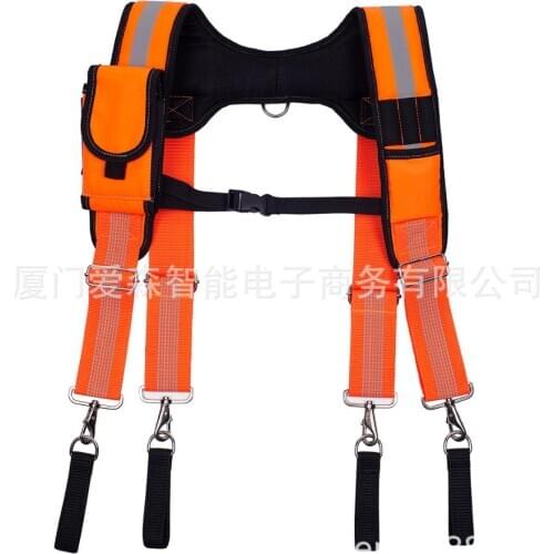 Mens Suspenders Work Tool Bag Fluorescence Reflective Stripe Mens Tool Suspender Braces Type H Can Hang Reduce Weight Strap