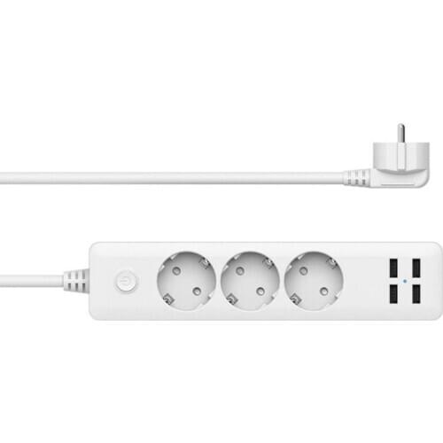 Durable 4USB+3 Plug European Standard Round Hole Socket DC 5V Convenient Safe 4USB+3 Plug Round Hole Socket