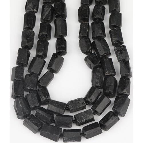 Approx 25-36pcs/strand Natural Black Tourmaline Stone Nugget Rectangle Loose Beads For DIY Jewelry Making Accessories XT-08AMCE