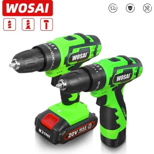 WOSAI 12V 16V 20V Impact Electric Screwdriver Cordless Drill Impact Drill Power Driver DC Lithium-Ion Battery 3/8-Inch 2-Speed