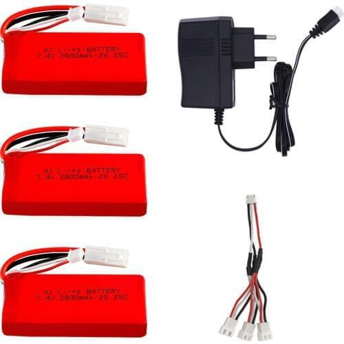 7.4V 2800mAh Replacement Lipo Battery with charger cable for Feilun FT009 Remote Control toys Boat Spare accessories 7.4V 2S 25C