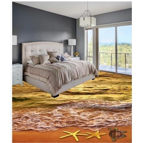 Modern Custom 3D Floor Mural Three-dimensional Waves Floor Painting Self-adhesive PVC Wallpaper 3D Floor