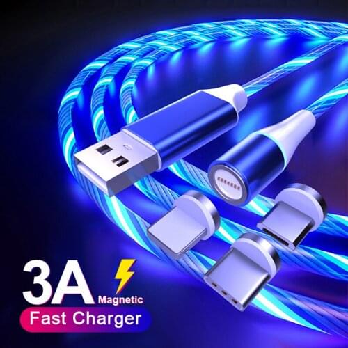 3A Smart Glow Lighting Charging Cable Mobile Phone Micro USB Type C Charger Cable Quick Charge For iPhone12/12 Pro Max Xiaomi 11