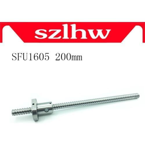 High quality 16mm 1605 Ball Screw Rolled C7 ballscrew SFU1605 200mm with one 1605 flange single ball nut for CNC parts no ends