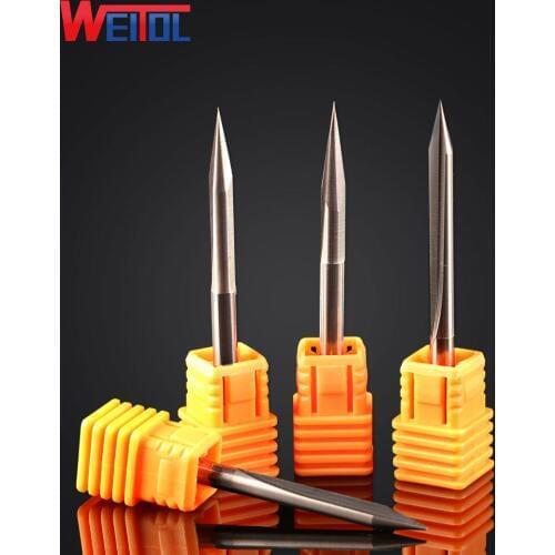 Weitol free shipping 5A 4mm two/double flutes V straight bit CNC machine tools engraving bits for carving wood