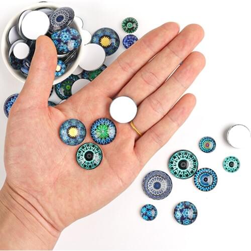 Xinyao 20pcs/lot Or 10pcs/lot 10mm/12mm/14mm/20mm/25mm Blueflower Blue Pattern Glass Round Cabochon for DIY Jewelry Findings