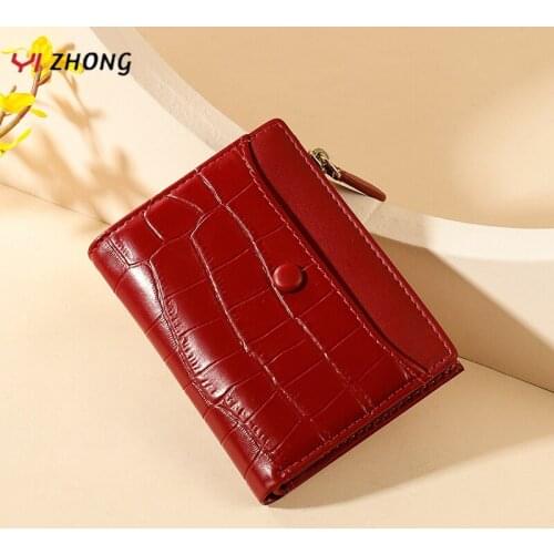 YIZHONG Leather Stone Short Standard Wallets Multifunction Card Holder Wallet for Women Mini Coin Purses for Daily Zipper Purse