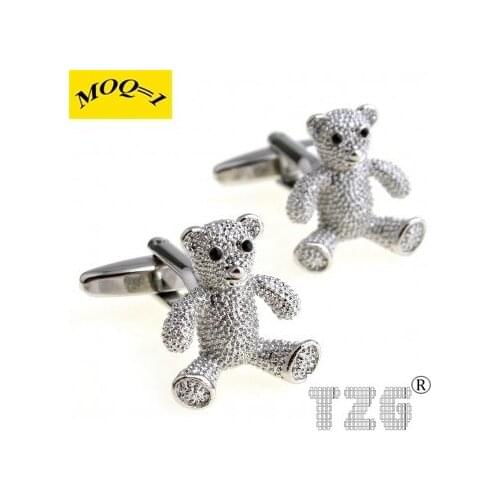 Siver Bear Cufflink Cuff Link 1 Pair Free Shipping Promotion