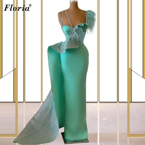 Tiffany Blue Special Celebrity Dresses Long Mermaid Evening Dresses For Women Haute Couture Birthday Party Dresses Robe Longue
