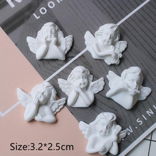 12pcs White Plastic Wing Angel Baby Angel Beads Charms Baby Shower Craft Decorations 32 X 25mm DIY Pendant Jewelry Supplies