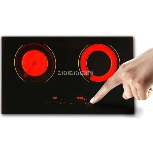 220V 2200Wx2 Electric Ceramic Induction Cooker Cooktop Cookware Black Micro Crystal Panel Ceramic Stove With 2 Cooker MD-H2002