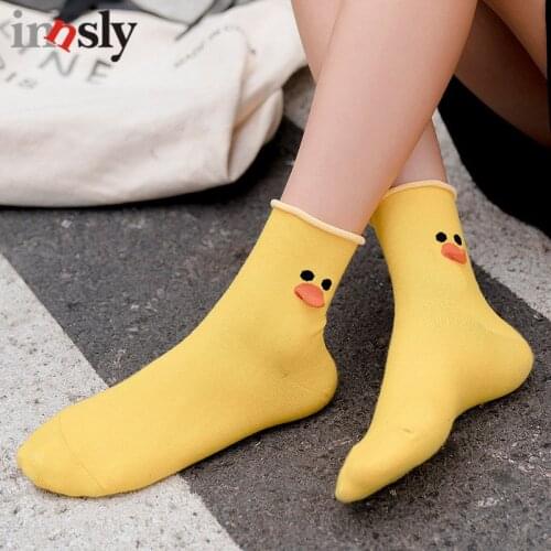 3 Pairs/Set Cute Cartoon Women Cotton Socks Breathable Fashion Animal Duck Kawaii Funny Ankle Socks