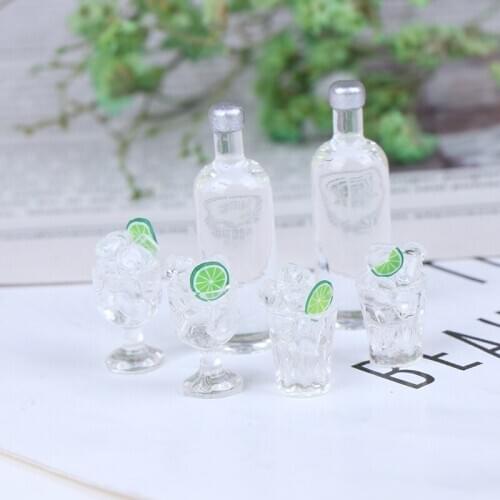 3Pcs 1:12 Dollhouse Miniature Wine Bottles Cups Kitchen Play Toy Accessories