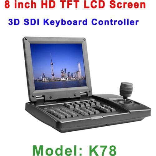 3D Joystick PTZ Controller 8 inch LCD Analog HDSDI PTZ Visual Keyboard Controller for Vehicle PTZ Camera in SDI HDMI CVBS Output