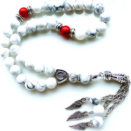 8mm round faceted howlite stone beds Round Shape 33 Prayer Beads Islamic Muslim Tasbih Allah Mohammed Rosary For Men&Women