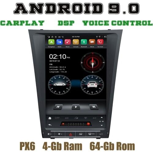 PX6 Tesla Style android 9.0 car radio gps DSP player for lexus GS300 GS460 GS450 GS350 2004-2011 with wifi usb 4+64G carplay