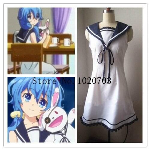Free shipping Date A Live Yoshino white Sailor suit Cosplay Costume