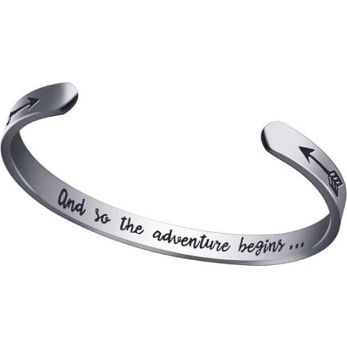 New fashion white 6MM stainless steel opening bracelet for women lettering bracelet simple couple trinket