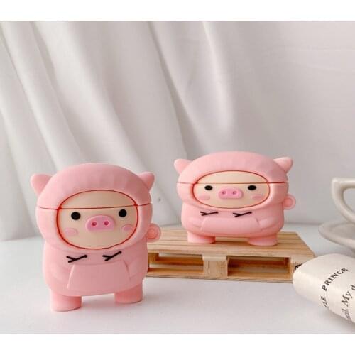 Cute Pig For AirPods 1 2 Pro Case Cartoon Pink Pet Box Soft Silicon Wireless Bluetooth Earphone Protect Cover Accessories Animal