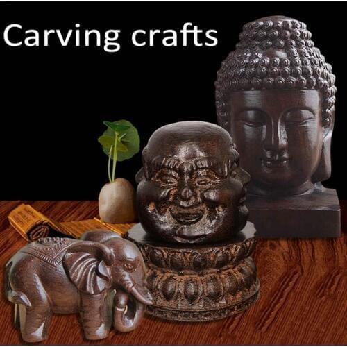 Wooden Carving Boutique Decor Blessing Buddha Arts And Crafts Statue Home Decoration Lucky Gifts Carving Crafts Decoration