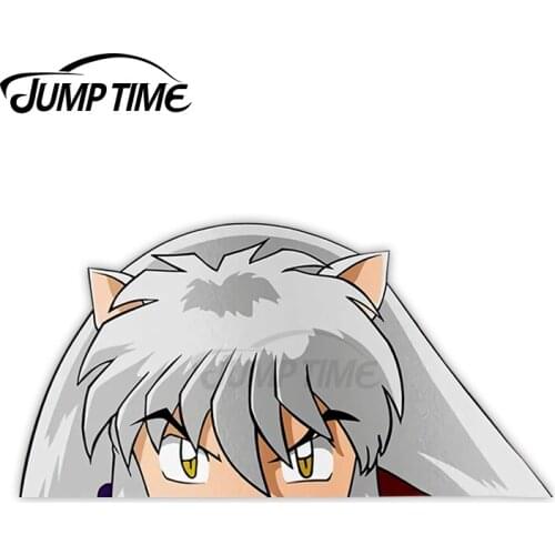 JumpTime 13 x 7.5cm Inuyasha Peeker Peek Big Head RV Car Stickers Windows Scratch-proof Cartoon Vinyl Car Wrap Waterproof Decal