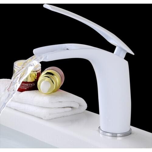 Basin Faucet Antique/White/Green Bathroom Mixer Tap Brass Washbasin Faucet Single Handle Single Hole Waterfall Faucet Taps