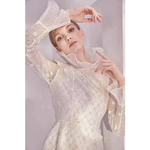 Luxury African Handmade Bead Lace Fabric Nigeria Wedding Mesh Lace Fabric French Tulle Lace Fabric XB4614