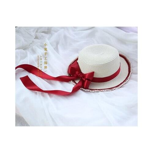 Sweet soft girl sunshade straw hat girl sunscreen big bow straw hat beach vacation straw hat to take photos