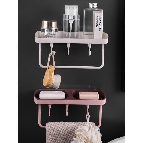 Double grid soap dish wall-mounted laundry and face soap holder without punching drain drain cover rack bathroom towel rack