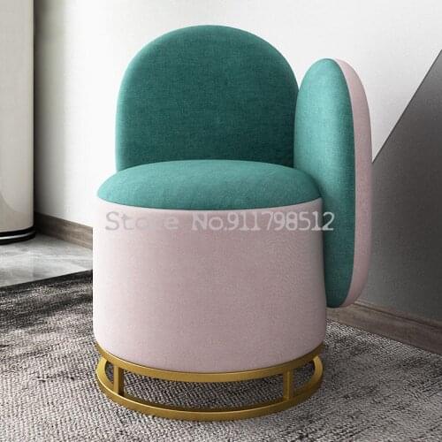 Nordic multifunctional fabric dressing stool bedroom dressing table chair small apartment round modern minimalist makeup stool