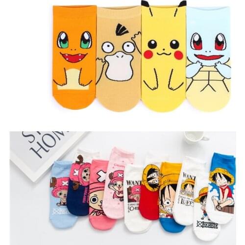 2021 New Summer Cotton Womens Crew Socks Funny Harajuku Ins Cartoon One Piece Japanese Anime Cute Kawaii Short Ankle Sock