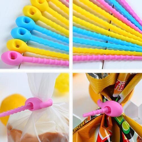 Food Silicone Kitchen Storage Beam Snack Seal Sealing Food Fresh Wrap Clips Sealer Clamp Flexible Seal Pour Food Bag Clip
