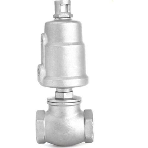 1/2" All Stainless Steel T Type Pneumatic Threaded Globe Valve Pneumatic Angle Seat Valve Water Valve Waist Drum Valve