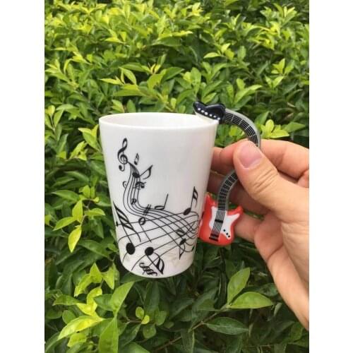 Dropshipping high quality ceramic musical instrument handle mug cup