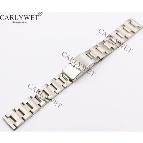 CARLYWET 17 18 19 20mm 316L Stainless Steel Silver Brushed Watch Band Old Oyster Bracelet Straight End Screw Links