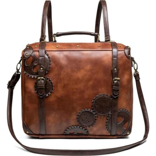 Designer Womens Steampunk Backpack PU Leather Backpacks for Women Gothic Shoulder Bags Motorcycle Waist Durable Trend Pack To4