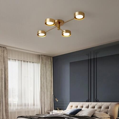 Nordic copper lamps modern minimalist high-end living room copper lamps light luxury bedroom dining room chandelier