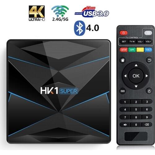 4GB RAM 128GB ROM HK1 SUPER Android 9.0 TV Box Rockchip RK3318 4G 64G 2.4G/5G Dual Wifi Smart Set Top Box USB3.0 HD Media Player