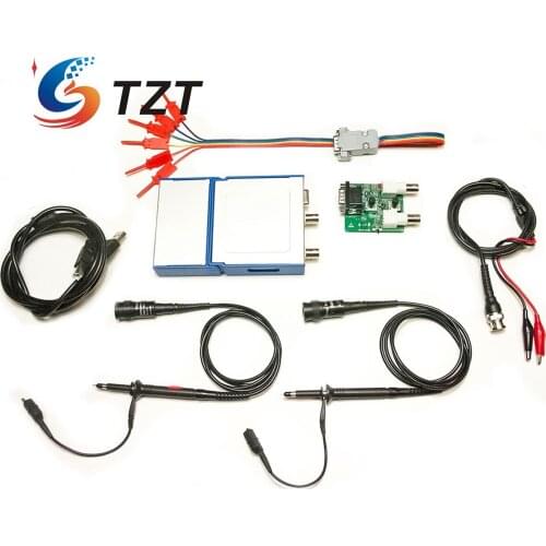 TZT USB/PC Oscilloscope OSC482, 50MS/s, BW20MHz, 2-channel/Oscilloscope/Signal Generator/Logic Analyzer/8~13 bit Resolution