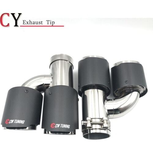 1Pair H Model Carbon fibre Stainless steel Universal DUAL Automobile exhaust pipe Muffler Car accessories Exhaust tip