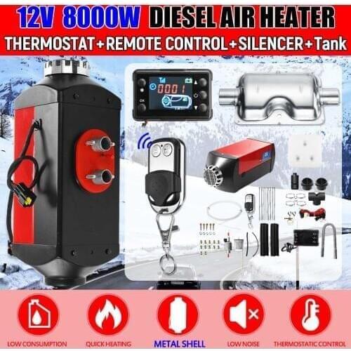 8000W Air diesels Heater 8KW 12V Metal Car Heater For Trucks Motorhomes Boats Bus +LCD Monitor Switch +Remote Control + Silencer