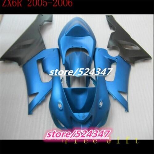 High quality New ABS Motorcycle Full Fairing Kits fit for Kawasaki ZX6R 636 ZZR600 600cc 2005 2006 Custom Blue black