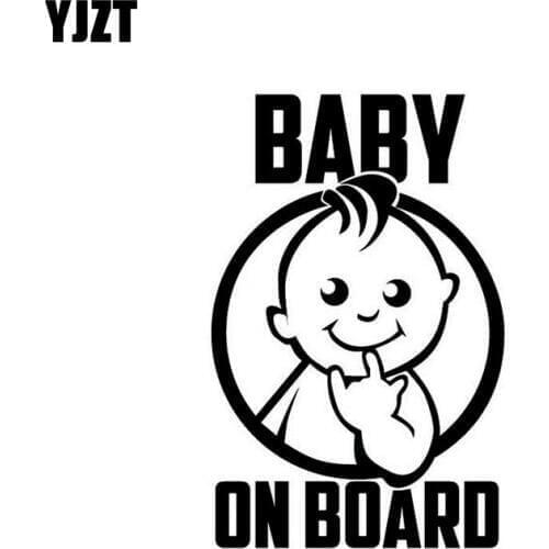 YJZT 9.8CM*15.2CM Baby On Board Boy Funny Car Sticker Decal Vinyl Black Black/Silver C10-00144