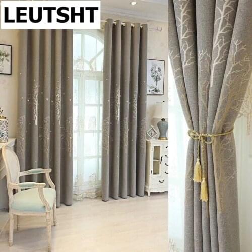 2021 New Modern Simple Atmosphere Rich Tree Jacquard Curtains for Living Room Bedroom Study Blackout Curtain Customization